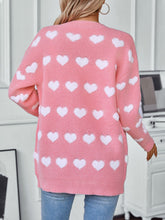 Load image into Gallery viewer, Heart V-Neck Button Up Long Sleeve Cardigan
