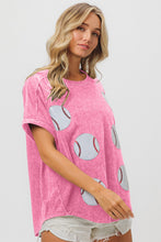 Load image into Gallery viewer, Play Ball Sequin Baseball Short Sleeve T-Shirt (Pink)
