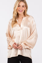 Load image into Gallery viewer, Notched Long Sleeve Blouse (Champagne)
