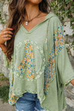 Load image into Gallery viewer, Peace Patch Batwing Sleeve Hooded Blouse

