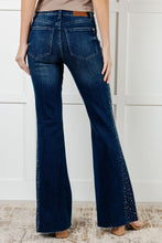 Load image into Gallery viewer, Shannon Mid Rise Rhinestone Detail Flare Jeans
