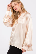 Load image into Gallery viewer, Notched Long Sleeve Blouse (Champagne)
