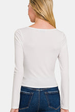 Load image into Gallery viewer, Square Neck Fitted Long Sleeve T-Shirt (White)
