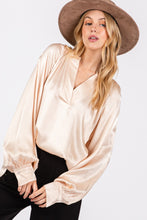 Load image into Gallery viewer, Notched Long Sleeve Blouse (Champagne)
